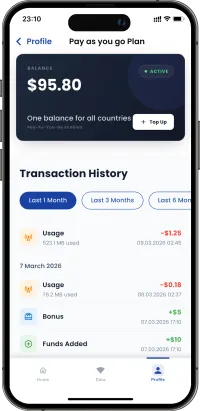 Transaction history screen
