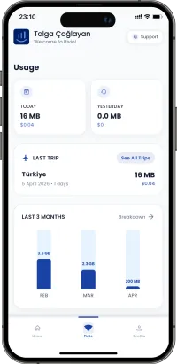 Data usage screen